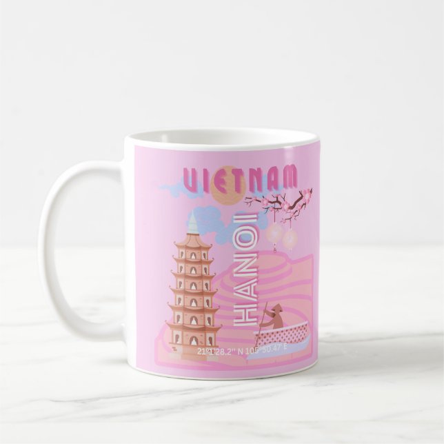 Mug Vietnam Travel Art, rose (Gauche)
