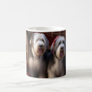 Mug Vieux anglais Cheepdog Snowy Sleigh Décor de Noël