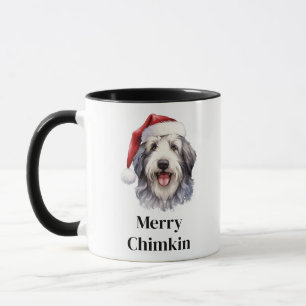 Mug Vieux anglais Chien de mouton Santa Hat Noël