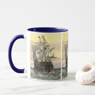 Mug Vieux bateau pirate, galion naviguant sur l'océan