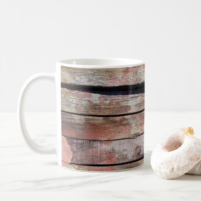 Mug Vieux bois rustique bateau en bois plank (Avec donut)