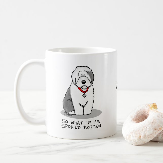 Mug Vieux chien de mouton anglais (Grey 1) (Avec donut)