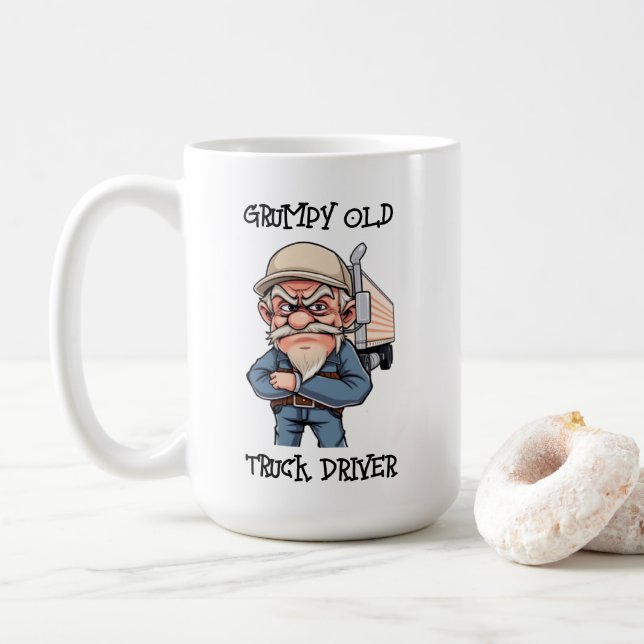 Mug Vieux conducteur de camion grincheux (Avec donut)