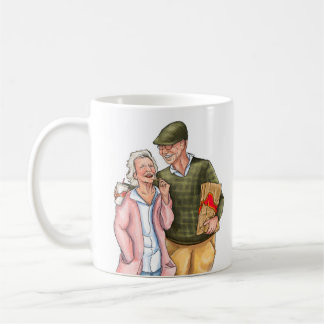 Mug Vieux couple couleur pleine Anniversaire à droite