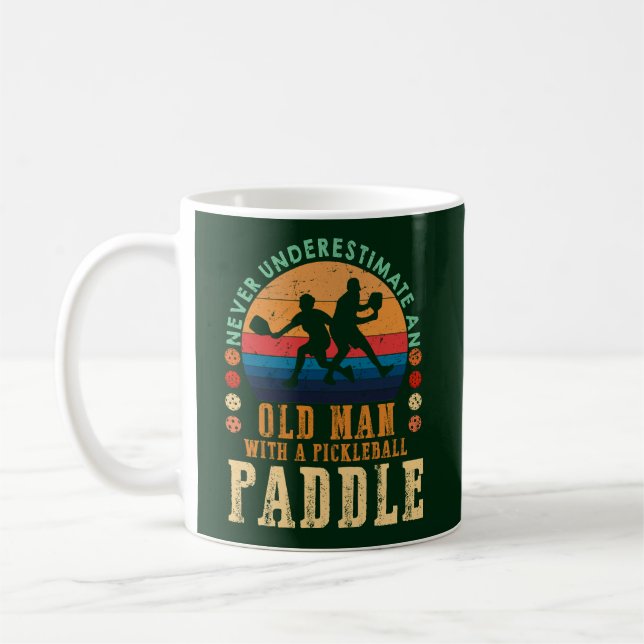 Mug Vieux Homme Avec Pickleball Paddle Meilleur Cadeau (Gauche)