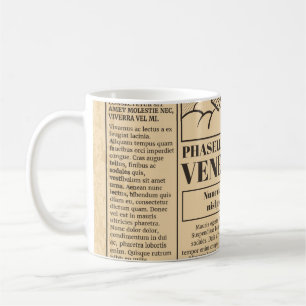 Mug Vieux journal vintage. Retro newsprint avec texte