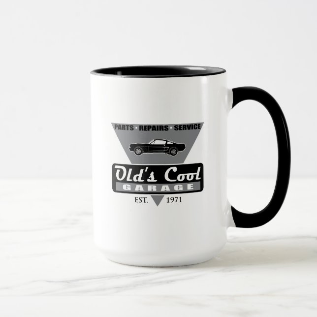 Mug Vieux logo frais de garage/graphique - mustang (Droite)