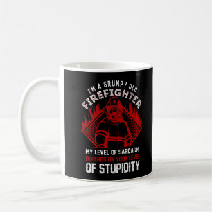 Mug Vieux Pompier Grumpy Mince Ligne Rouge