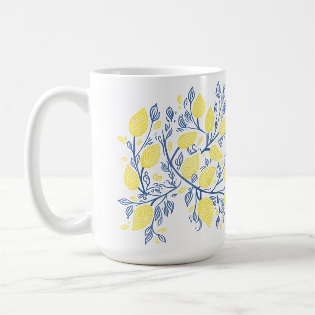 Mug Vignes de citron rafraîchissant bleu et jaune (Gauche)