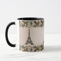 Vignes de roses roses de Paris Tour Eiffel shabby 