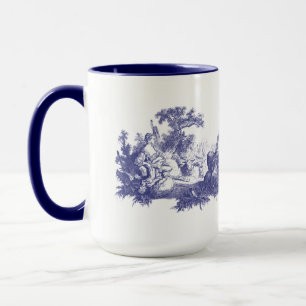 Mug Vignettes pastorales vintages bleues et blanches