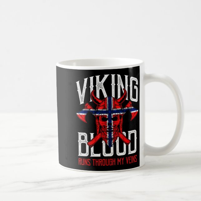 Mug Viking Blood Skull Norwegian Flag Pride Norway  (Droite)