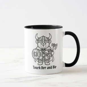 Mug Viking Book Boyfriend Touch Her and Die Ours en pe