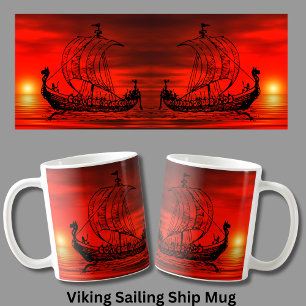 Mug Viking Ship au coucher du soleil sur la mer Rouge