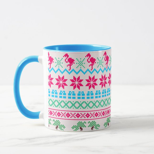 Mug Vilain pull de Noël Flamant rose Tropical (Gauche)