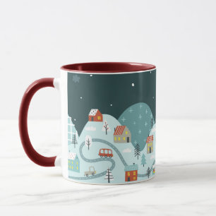 Mug Village de Noël Fantaisiste Voitures d'Hiver