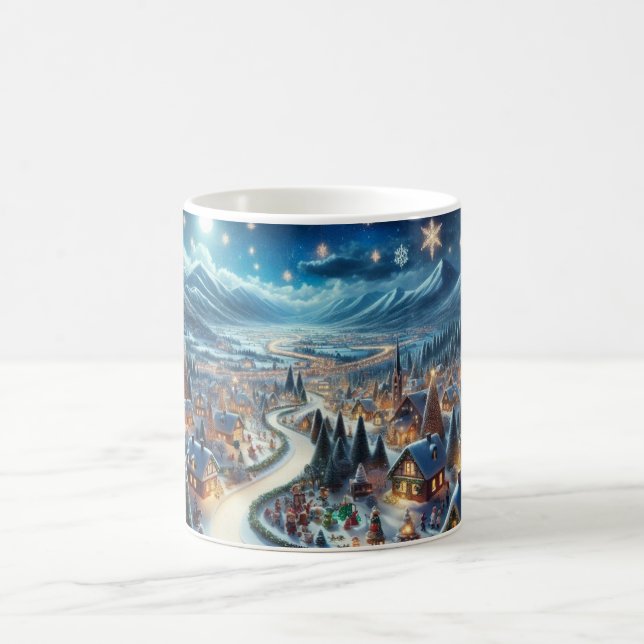 Mug Village de Noël Peinture sur scène neigeuse (Centre)