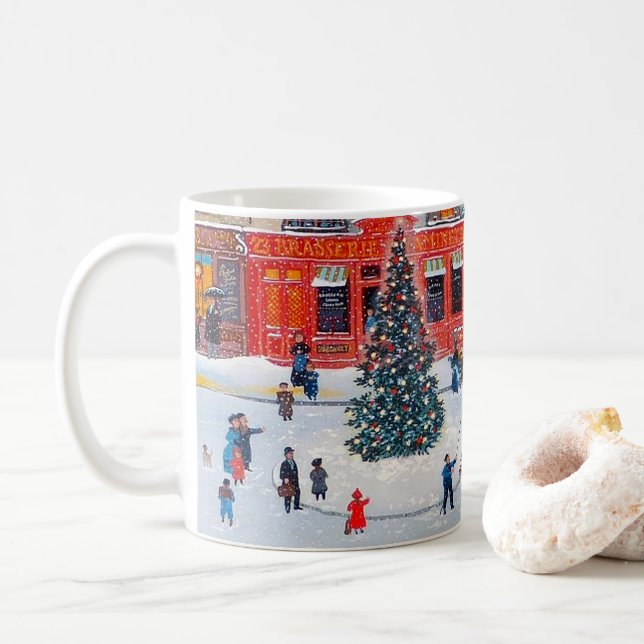 Mug Village de Noël Vintage (Avec donut)
