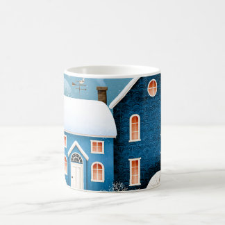 Mug Village d'hiver cosy Cottage enneigé sous la Lune