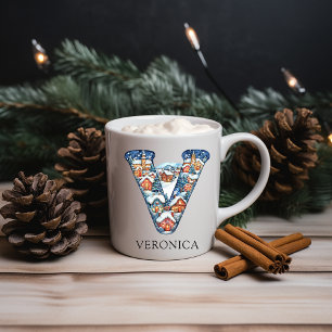 Mug Village d'hiver de Noël personnalisé Monogramme V