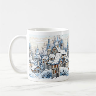 Mug Village d'hiver de Noël Toits neigeux toits Blue M