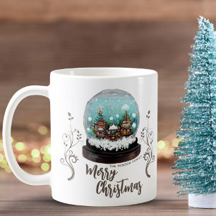 Mug Village d'hiver en boule de neige en verre Noël fe