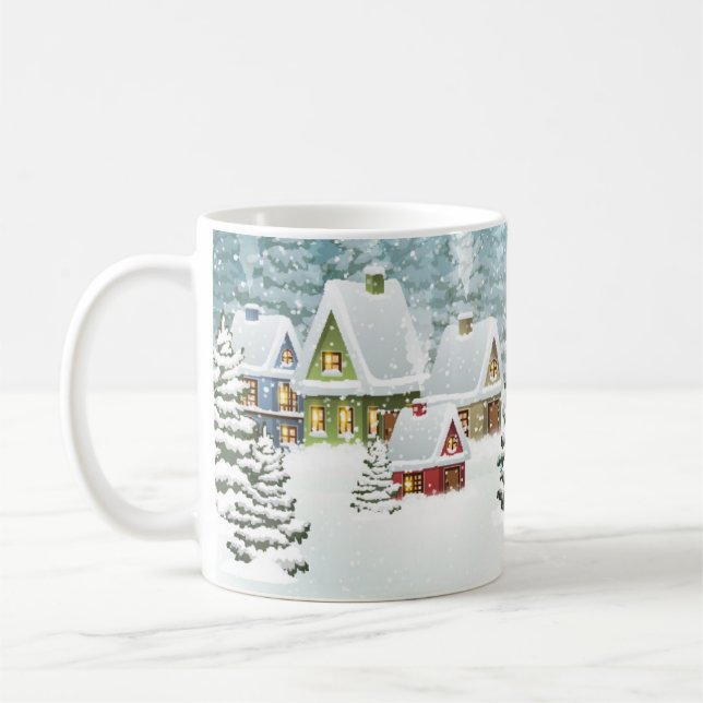 Mug Village d'hiver : paysage enneigé (Gauche)