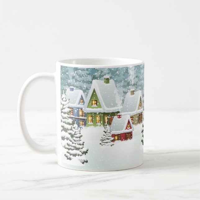 Mug Village paysage d'hiver avec maisons couvertes de  (Gauche)