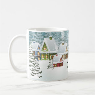 Mug Village paysage d'hiver avec maisons couvertes de
