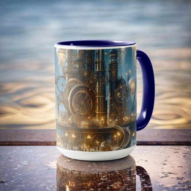 Mug Ville ancienne futuriste Steampunk avec méduses (Créateur téléchargé)