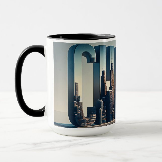 Mug Ville De Chicago Avec Réflexion De L'Eau (Gauche)