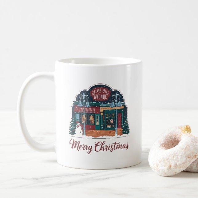 Mug Ville de Noël à la les années 50 (Avec donut)