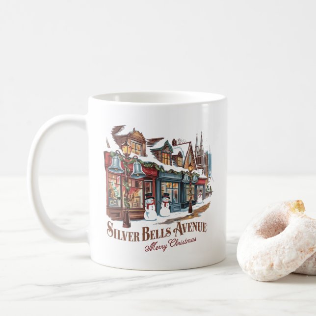 Mug Ville de Noël à la les années 50 (Avec donut)