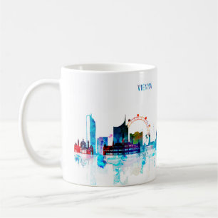 Mug Ville de Vienne, Autriche, aquarelle, paysage, SI