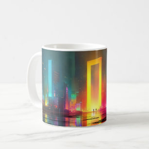 Mug Ville futuriste avec portail néon radieux