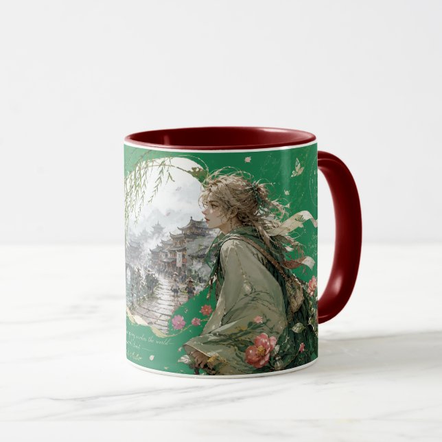 Mug ville historique au bord de la rivière. (Devant droit)