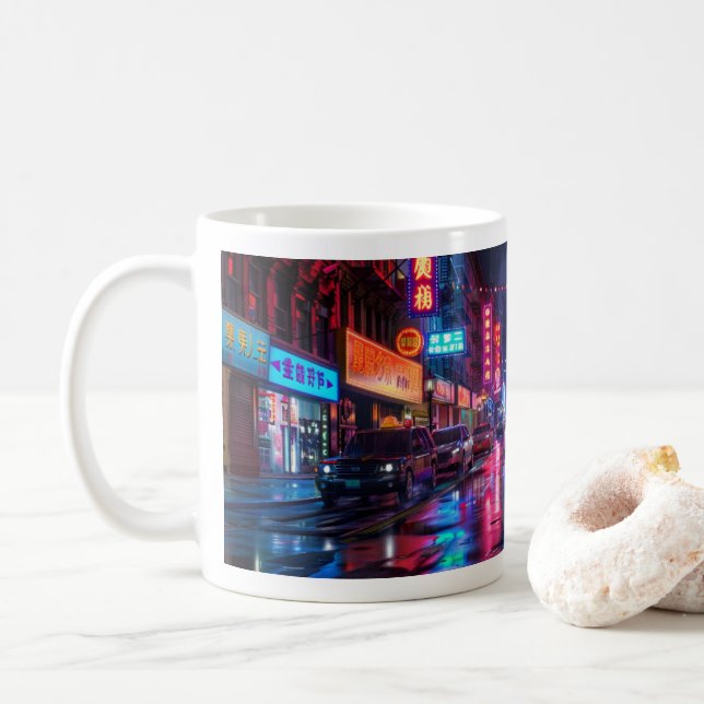 Mug Ville néon - Conception 1 (Avec donut)
