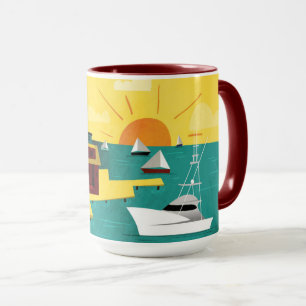 Mug Ville portuaire abstraite
