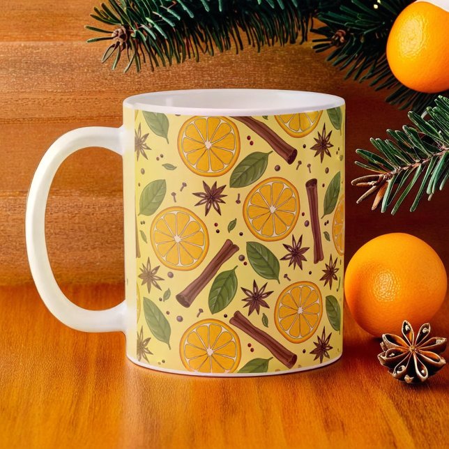 Mug Vin de Noël mulet jaune épicé (Christmas mulled wine spicy yellow coffee mug)