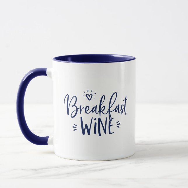 Mug Vin du petit déjeuner Citation tendance bleu marin (Gauche)