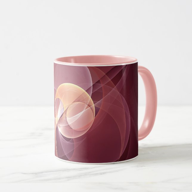Mug Vin moderne élégant Abstrait Art fractal rouge (Devant droit)