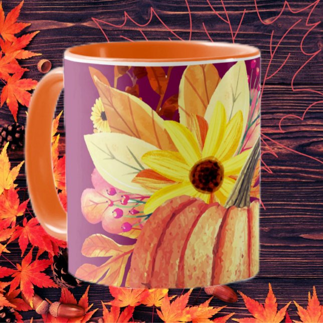 Mug Vin pourpre orangé citrouille d'automne (Créateur téléchargé)