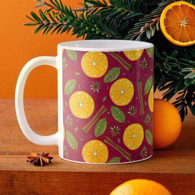 Mug Vin rougi de Noël bordeaux épicé (Christmas mulled wine spicy burgundy coffee mug)
