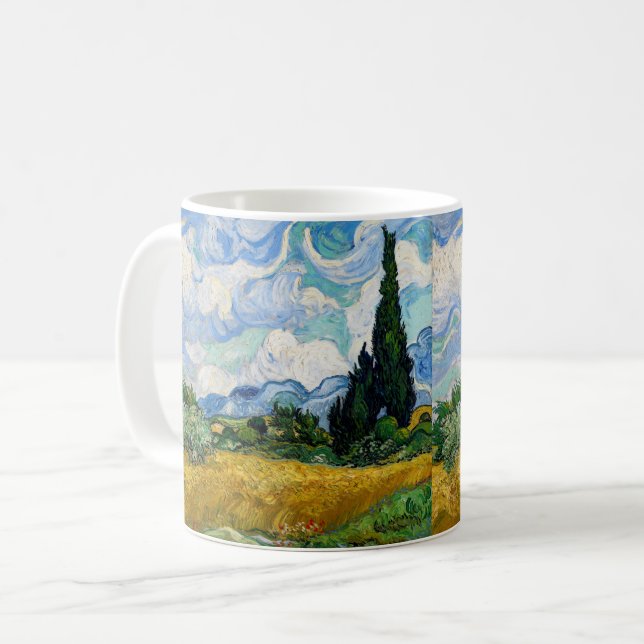 Mug Vincent Van Gogh - Champ de blé avec cyprès (Devant gauche)