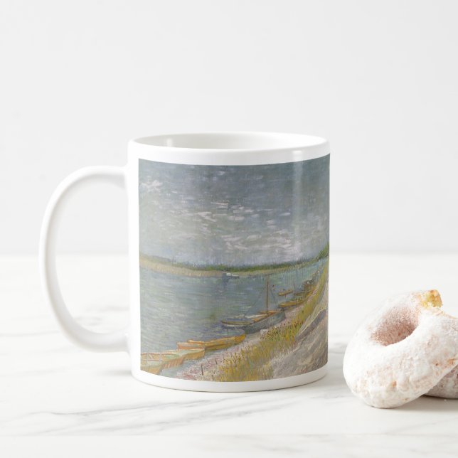 Mug Vincent van Gogh - Vue d'une rivière avec des bate (Avec donut)