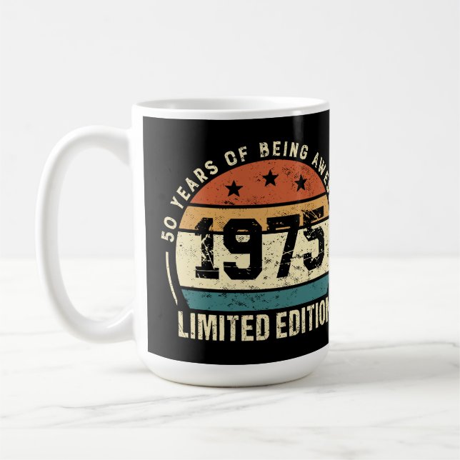 Mug Vintage 1975 Retro 50th Birthday Anniversary (Gauche)
