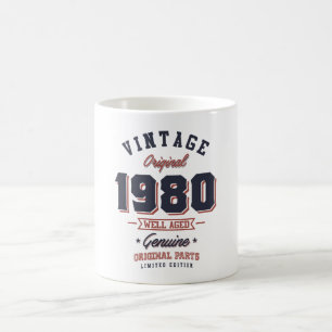 Mug Vintage 1980 Né en 1980 Retro Anniversaire Cadeau