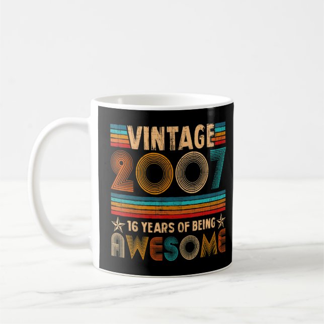 Mug Vintage 2007 16e anniversaire Cadeaux Garçons Fill (Gauche)
