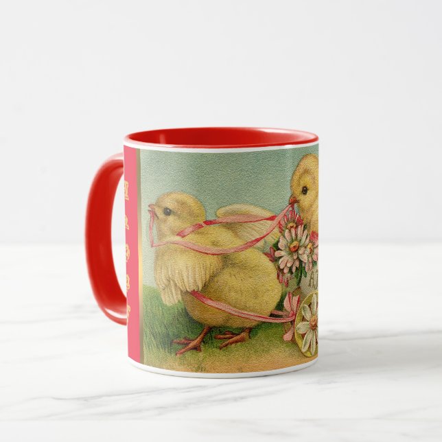 Mug Vintage 2 Poulets Vacances de Pâques (Devant gauche)