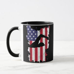 Mug Vintage 4 juillet USA Drapeau Nage Nage